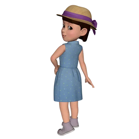 Jolie fille qui donne en retour  3D Illustration