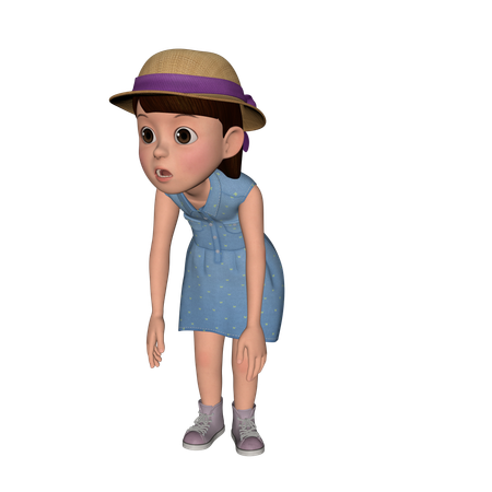 Jolie fille qui se sent fatiguée  3D Illustration