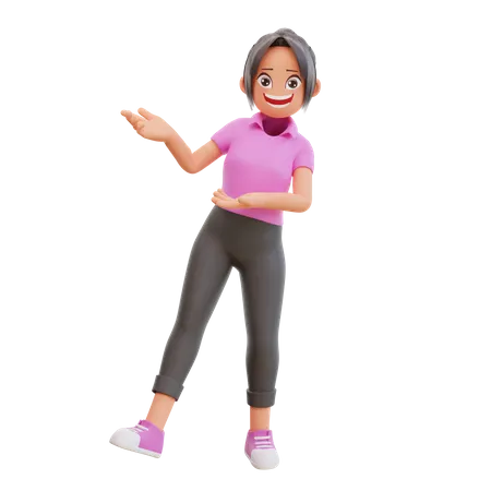 Jolie fille souriante posant heureuse  3D Illustration