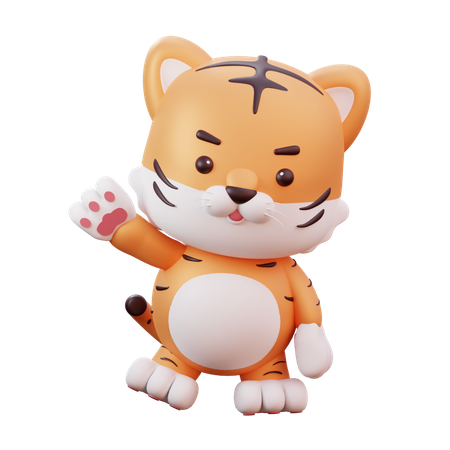 Jolie mascotte chinoise de tigre disant bonjour  3D Icon