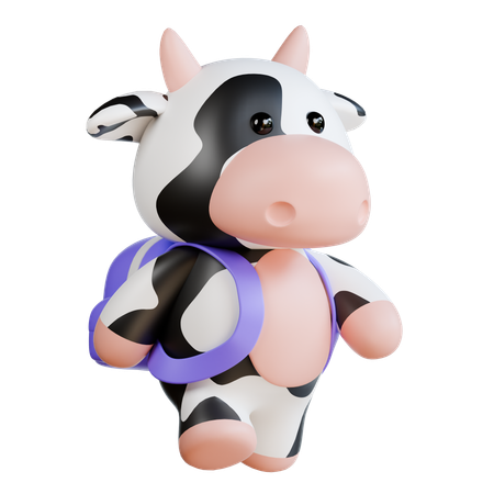 Vache mignonne avec sac  3D Illustration