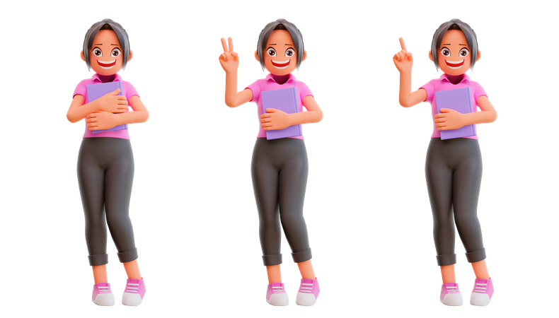 Jolies filles avec des poses différentes  3D Illustration