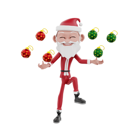 Jongleur Weihnachtsmann Weihnachtsball  3D Illustration