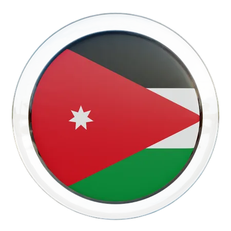 Jordanien Runde Flagge  3D Icon