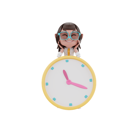 Joue de main de femme d'affaires avec l'horloge  3D Icon