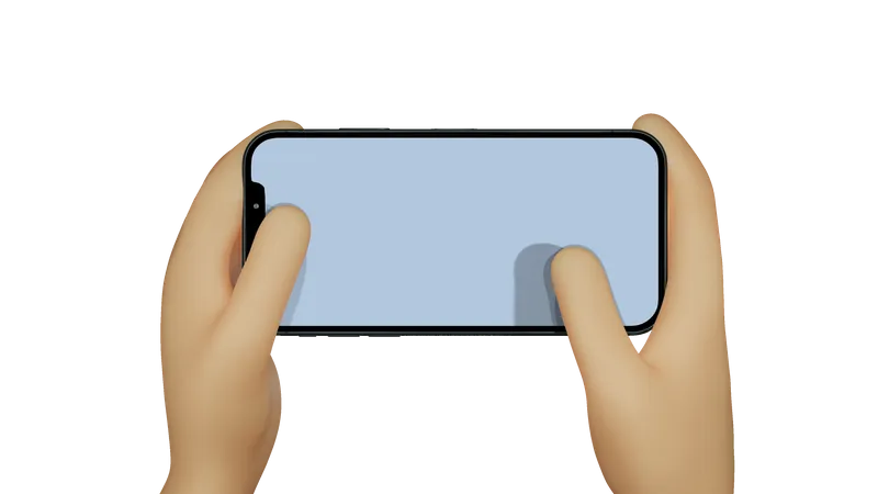 Jouez à un jeu sur une scène isolée de téléphone portable pour une maquette, téléphone en mains  3D Illustration