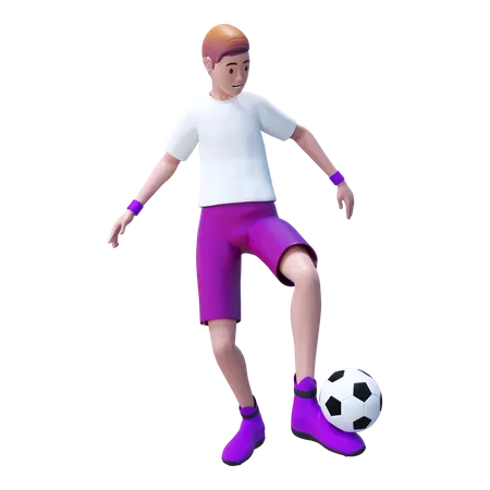 Jouer au foot  3D Illustration