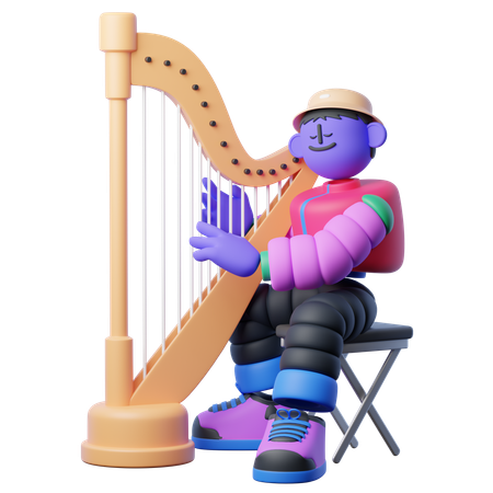 Jouer de la harpe  3D Illustration