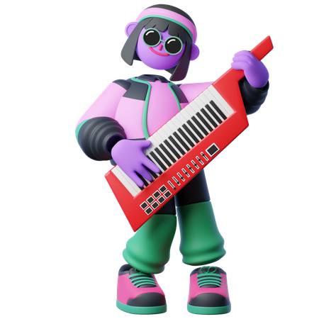 Jouer au Keytar  3D Illustration