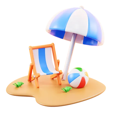 Jouer sur la plage  3D Icon