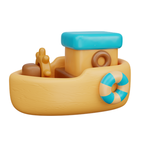 Jouet de bateau en bois  3D Icon