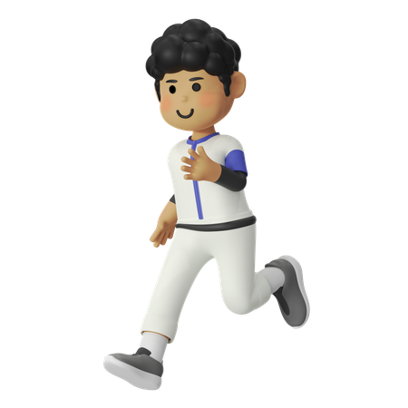Garçon joueur de baseball en course  3D Illustration