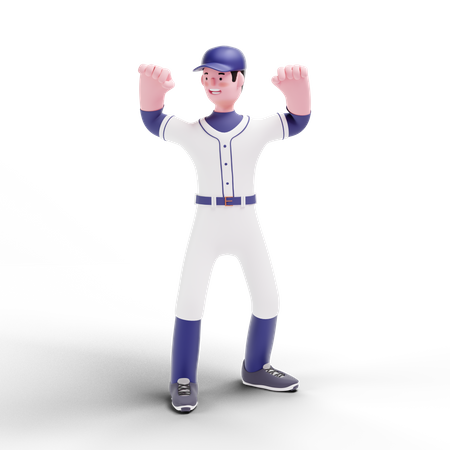 Joueur de baseball faisant la fête  3D Illustration