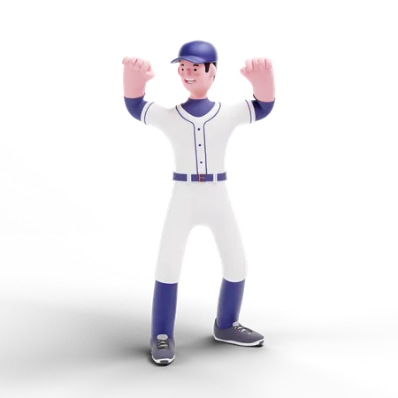 Joueur de baseball faisant la fête  3D Illustration