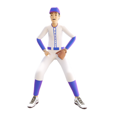 Joueur de baseball faisant du maintien  3D Illustration