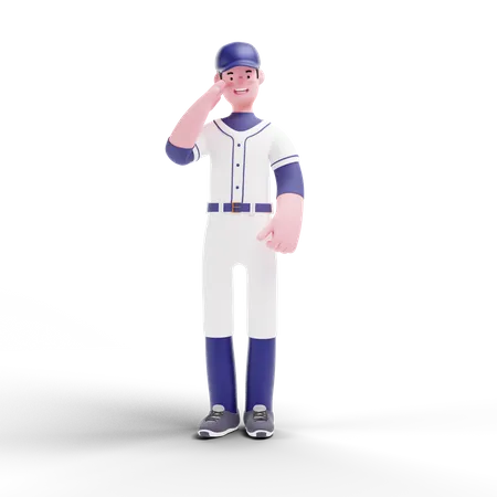 Joueur de baseball faisant le salut  3D Illustration