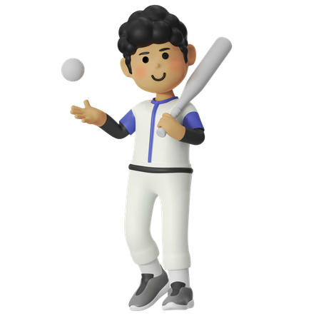 Garçon joueur de baseball  3D Icon