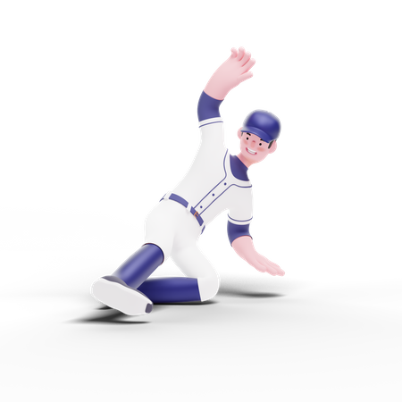 Joueur de baseball glissant pour courir  3D Illustration