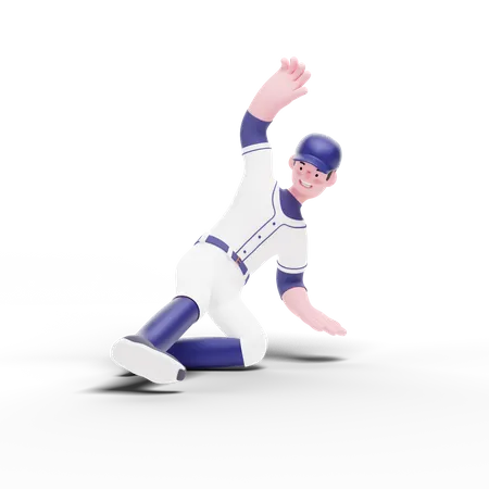 Joueur de baseball glissant pour courir  3D Illustration