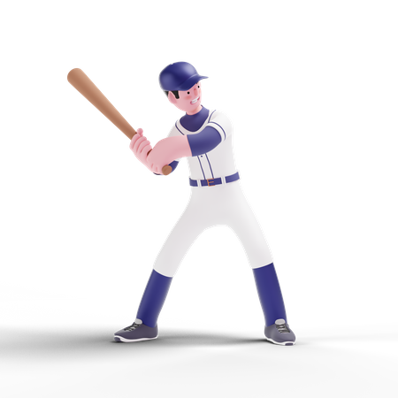 Joueur de baseball jouant au baseball  3D Illustration