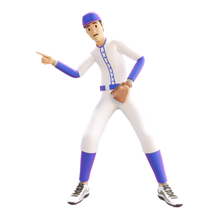 Joueur de baseball pointant quelque chose vers la gauche  3D Icon