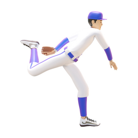 Joueur de baseball qui lance la balle  3D Icon