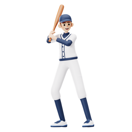 Joueur de baseball se prépare à frapper  3D Illustration