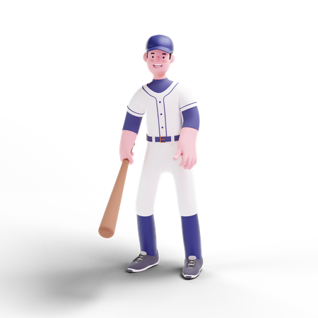 Joueur de baseball tenant une batte  3D Illustration