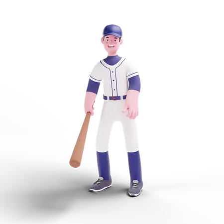 Joueur de baseball tenant une batte  3D Illustration