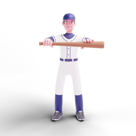 Joueur de baseball tenant une batte de baseball  3D Illustration