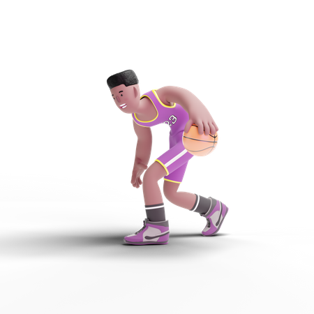 Joueur de basket-ball faisant des dribbles  3D Icon