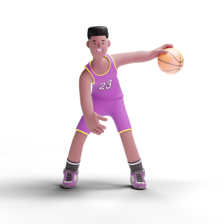 Joueur de basket-ball faisant des dribbles  3D Icon
