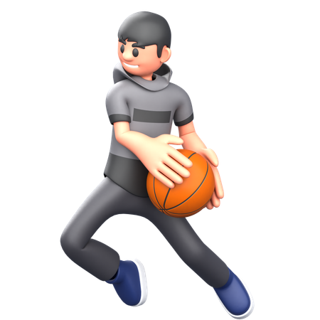 Joueur de basket-ball jouant au basket-ball  3D Illustration