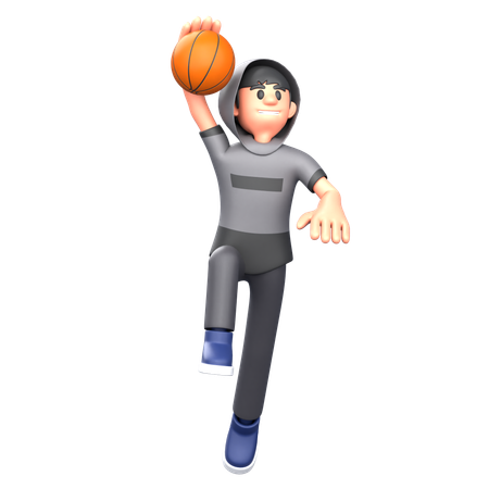 Joueur de basket-ball jouant au basket-ball  3D Illustration