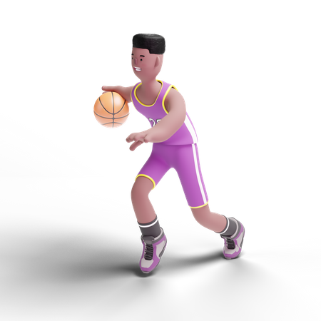 Joueur de basket-ball jouant en match  3D Illustration