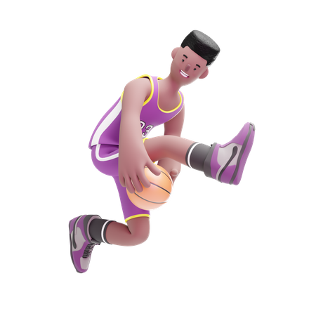 Joueur de basket-ball jouant un mouvement de dribble  3D Icon