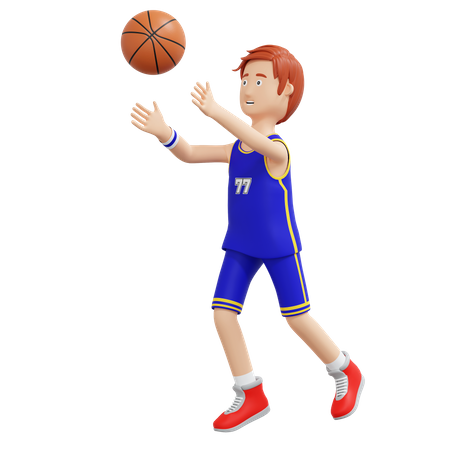 Joueur de basket-ball qui lance la balle  3D Illustration