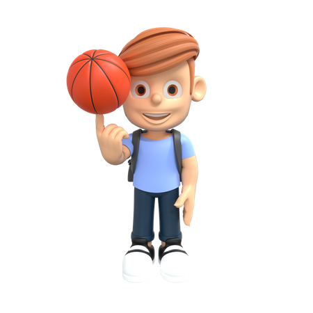 Joueur de basket-ball, balle tournante sur le doigt  3D Illustration