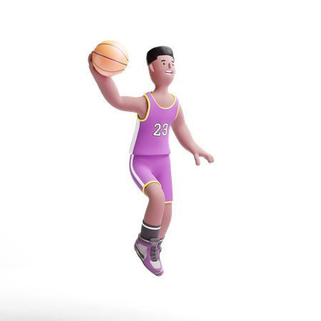 Joueur de basket-ball sautant  3D Icon