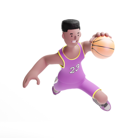 Joueur de basket-ball sautant avec le ballon à la main  3D Icon
