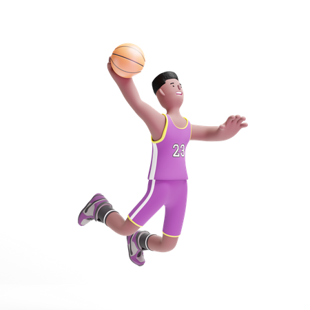 Joueur de basket-ball sautant pour le but  3D Icon