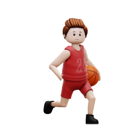 Joueur de basket-ball tenant le basket-ball et courant  3D Icon