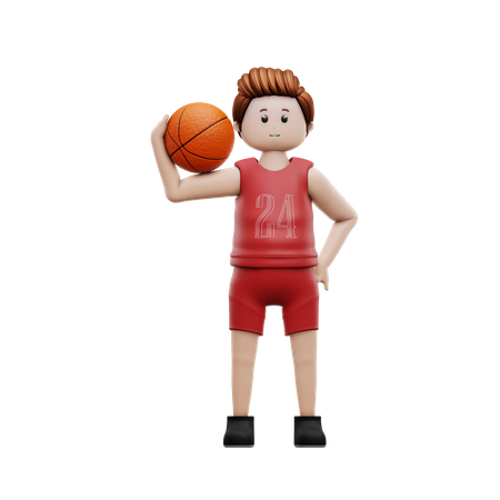 Joueur de basket-ball tenant un ballon de basket  3D Icon
