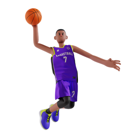 Joueur de basket-ball dunk  3D Illustration