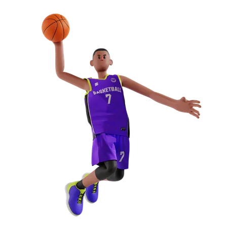 Joueur de basket-ball dunk  3D Illustration