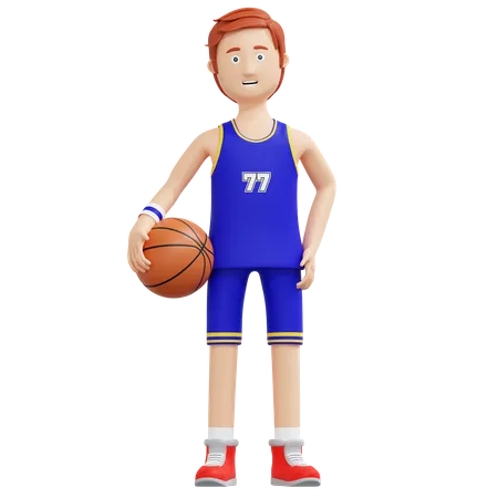Joueur de basket-ball tenant le ballon  3D Illustration