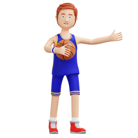 Joueur de basket-ball tenant le ballon  3D Illustration