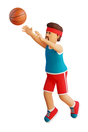 Un basketteur lance le ballon  3D Illustration