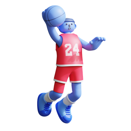 Joueur de basket-ball sautant pour le but  3D Illustration