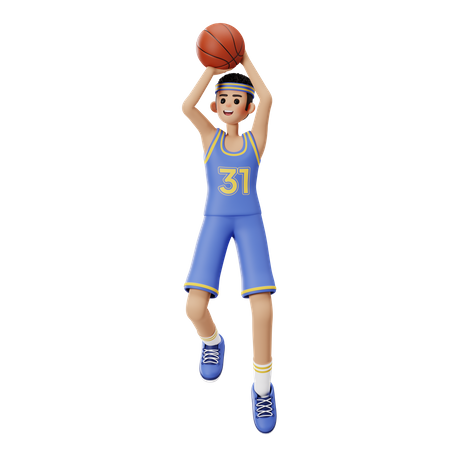 Joueur de basket-ball faisant un tir sauté  3D Illustration